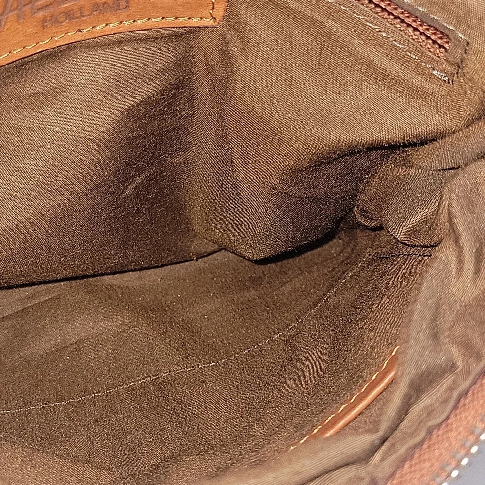 Vilenca Holland for Anthropologie Woven Crossbody Bag in Cognac Brown